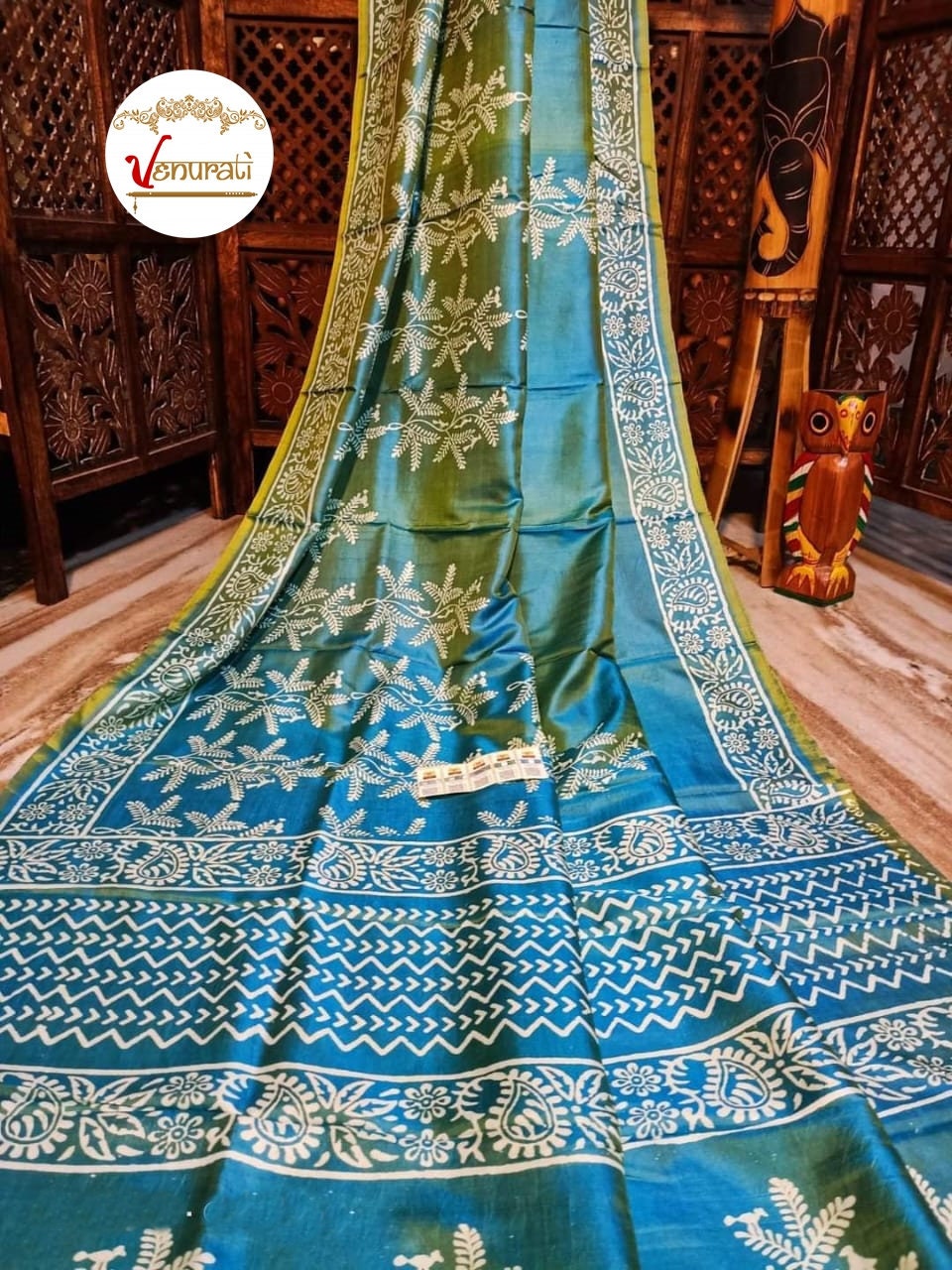 Authentic Bishnupuri Silk Saree Block Print Dual Tone Katan Silk Saree With Silk Mark Silk Saree With Blouse Piece