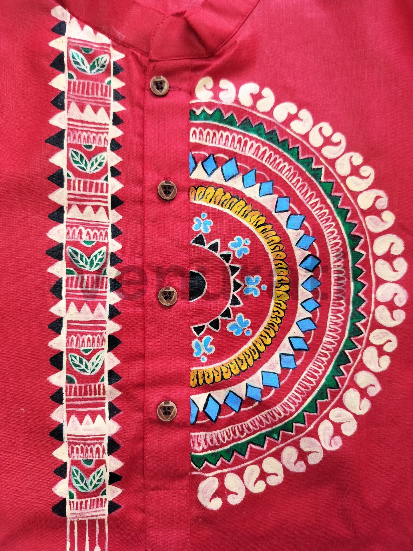 Hand painted Pure Cotton Kurta for Men's, Indian Style Men's Kurta, Handpaint Punjabi for Men's, Anniversary Gift