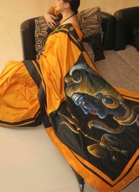 Authentic Murshidabad Silk Saree All Over Hand Paint Work Pure Handloom Soft Murshidabadi Silk Sari With Blouse Piece | Gift For Anniversary