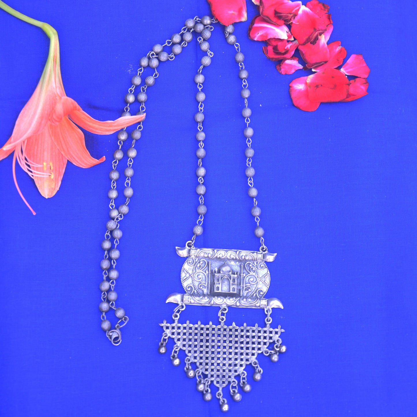 Taj Mahal Black Polish  Long Necklace Set, Mother Day Gift