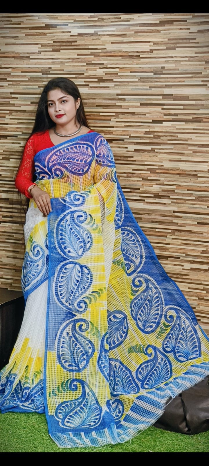 Bengal's Hand Painted Resham Kota Saree for Women's, Full Body Floral Painted Resham Kota Doriya Saree, Designer Bollywood Saree by VENURATI