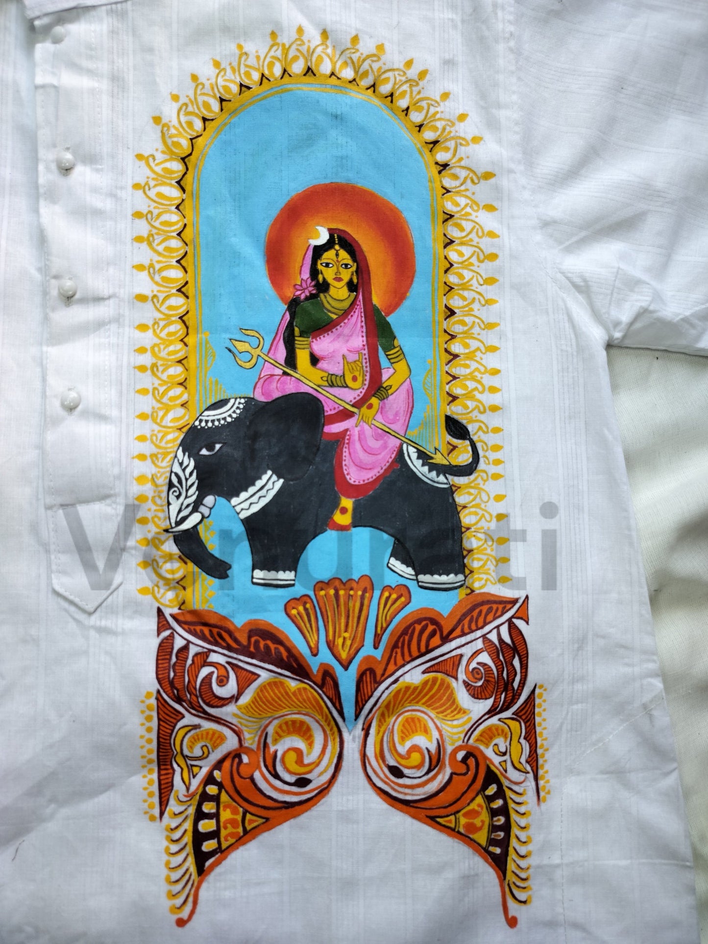 Hand painted Pure Cotton Kurta for Men's, Indian Style Men's Kurta, Handpaint Punjabi for Men's, Gift for Boyfriend