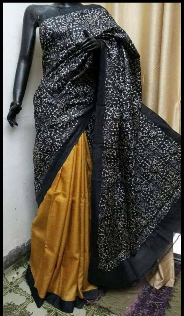 Authentic Murshidabad Silk Saree Designer Block Print Pure Handloom Soft Murshidabadi Silk Sari With Blouse Piece | Lal Par Sada Saree