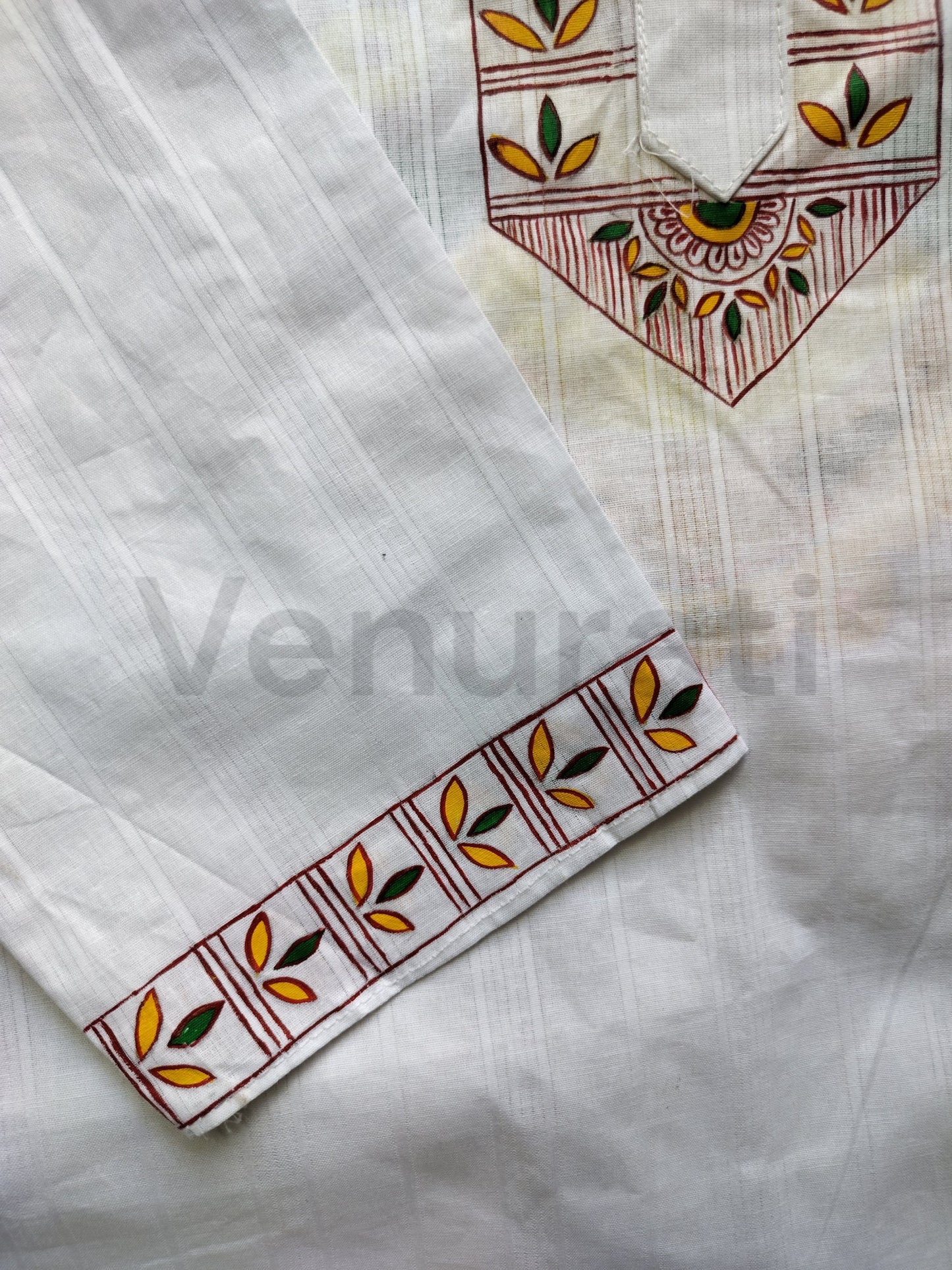 Hand painted Pure Cotton Kurta for Men's, Indian Style Men's Kurta, Handpaint Punjabi for Men's, Gift for Boyfriend
