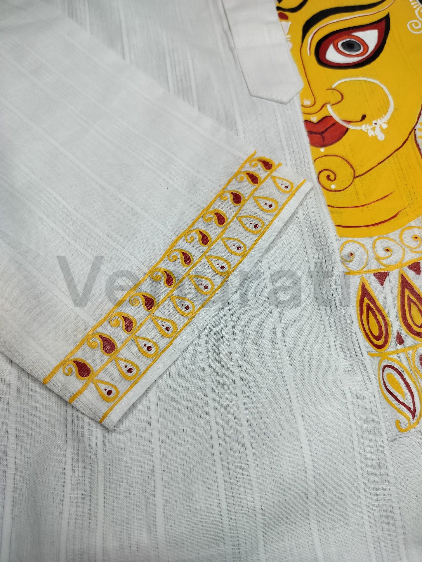 Hand painted Pure Cotton Kurta for Men's, Indian Style Men's Kurta, Handpaint Punjabi for Men's, Gift for Boyfriend