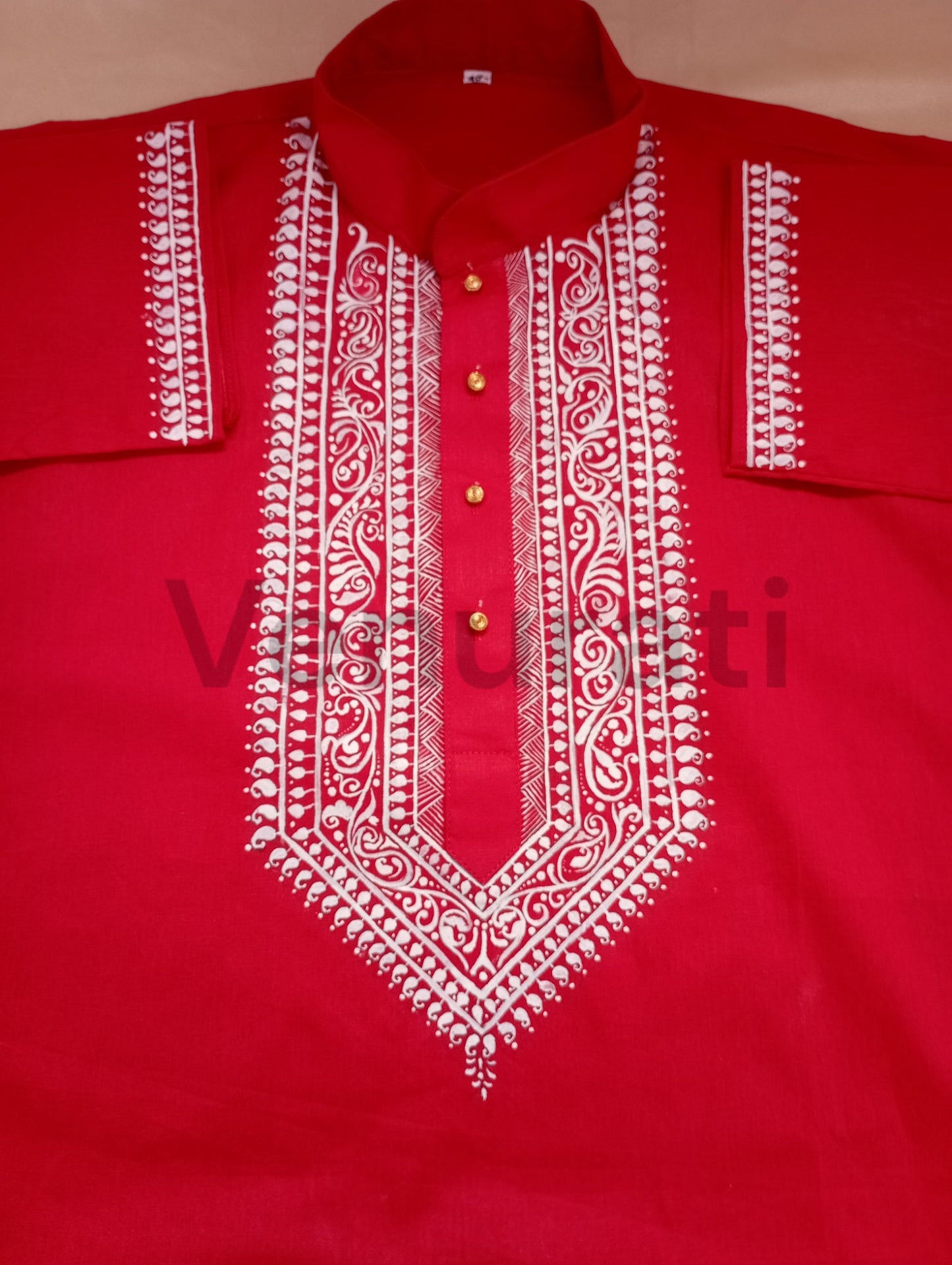Hand painted Pure Cotton Kurta for Men's, Indian Style Men's Kurta, Handpaint Punjabi for Mens, Gift for Husband