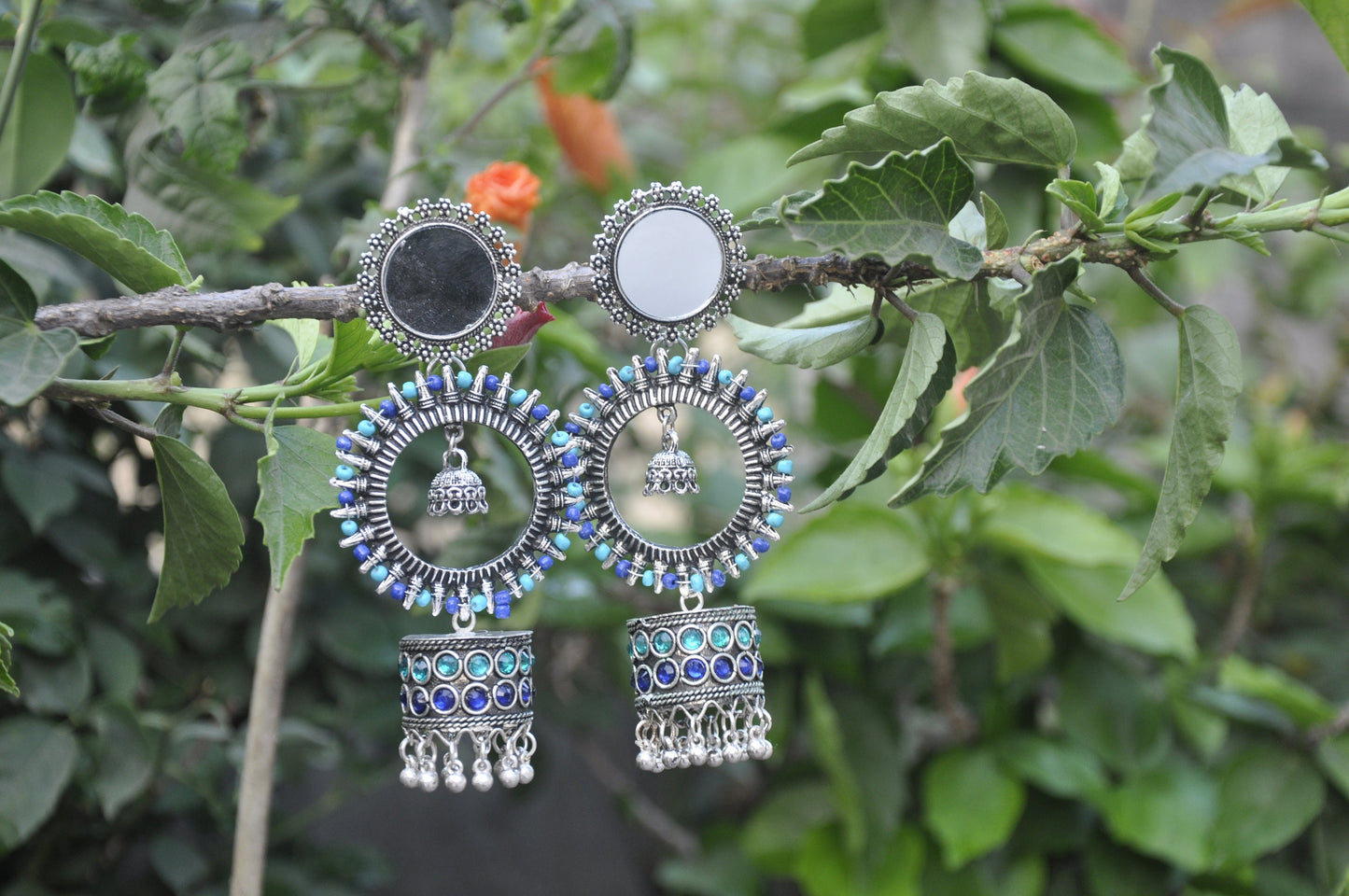 Ethnic Mirror Stud Jhumka Earrings Pink Layer Jhumka for Women's | Gift for Women | Drop and Dangle Earring for Women | Bohemia Jewelry