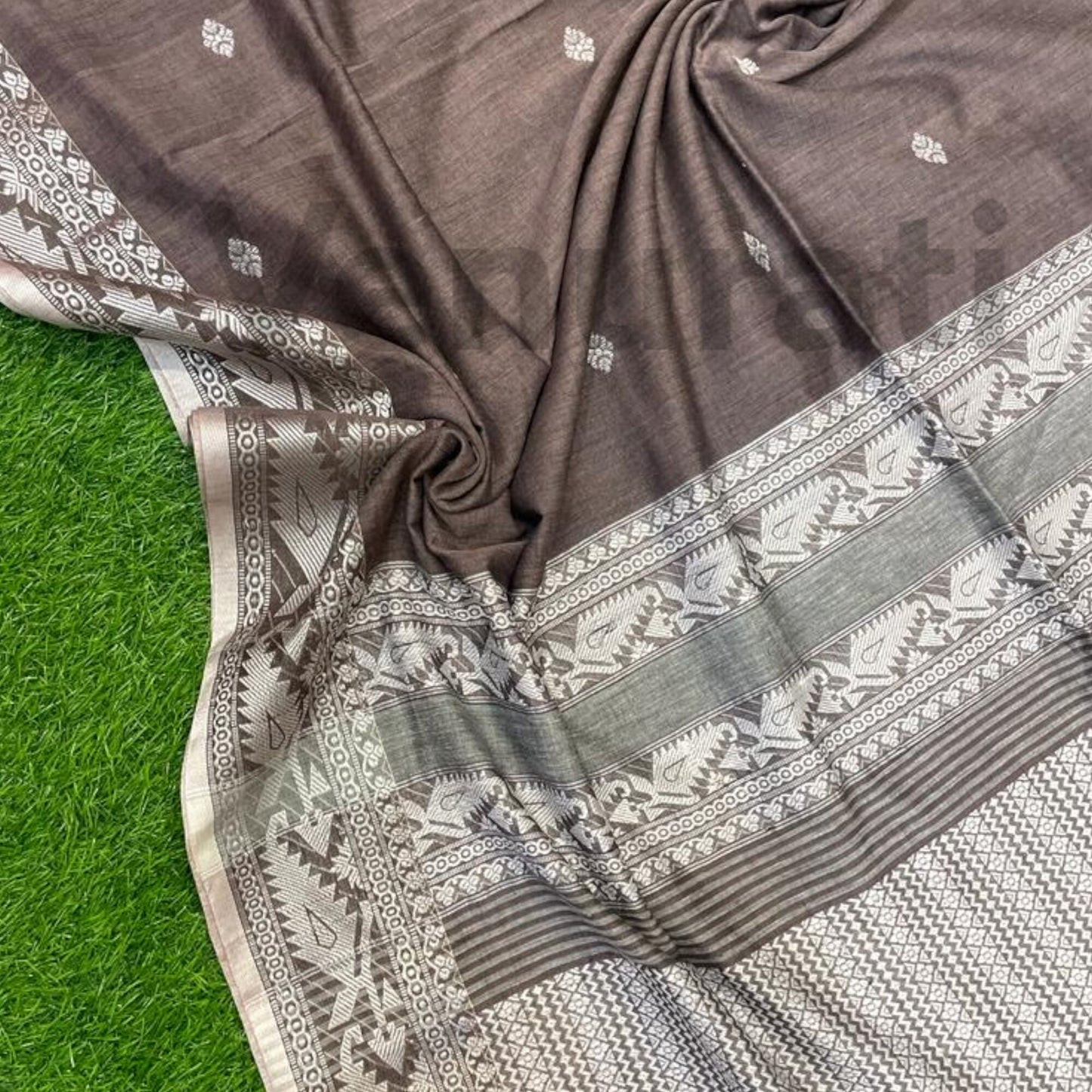 Exquisite Cotton Khadi Karat Border Jamdani Saree Pure Khadi Cotton Jamdani Saree Anniversary Gift Birthday Gift for Indian Wife