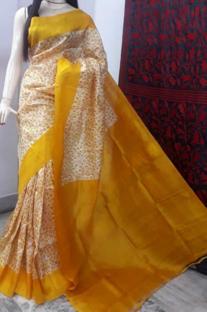 Authentic Silk Saree Designer Block Print Pure Handloom Soft Murshidabad Silk Sari With Blouse Piece Gift For Mom Silkmark Pure Silk Saree