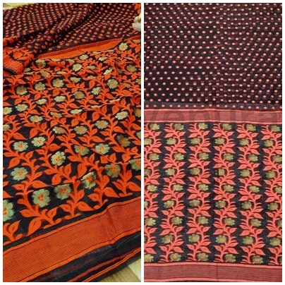 Bengals Dhakai Jamdani Saree Soft Jamdani Saree Comfortable Rich Work Handloom Jamdani Sari Gift for Durgapuja Diwali Anniversary