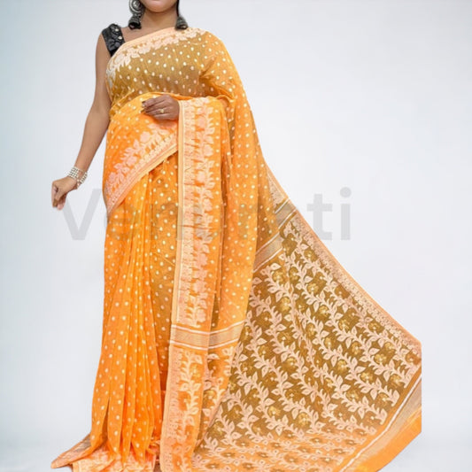 Bengals Dhakai Jamdani Saree Soft Jamdani Saree Comfortable Rich Work Handloom Jamdani Sari Gift for Durgapuja Diwali Anniversary