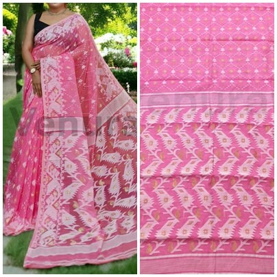 Dhakai Jamdani Saree - Handwoven Elegance from Bengal, Pure Jamdani Work Cotton Saree Regular Wear Saree Gift For Mom