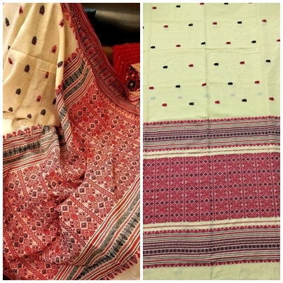 Authentic Assam Handwoven Khadi Cotton Saree Pure Mercerized Cotton Saree With Blouse Piece Dongria Khadi Sari Begumpuri Saree