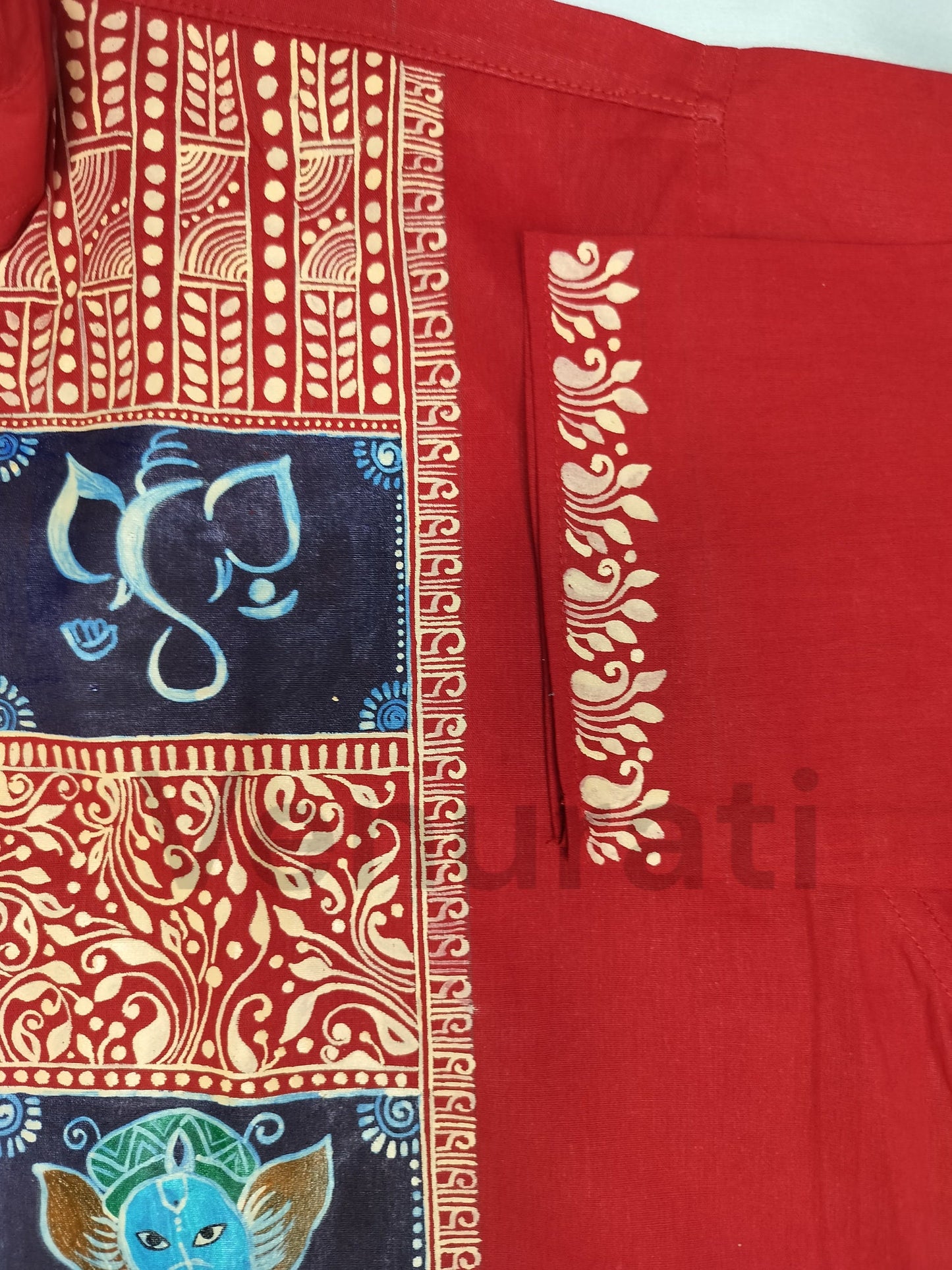 Hand painted Pure Cotton Kurta for Men's, Indian Style Men's Kurta, Handpaint Punjabi for Men's, Gift for Boyfriend