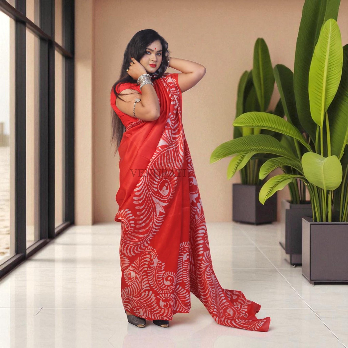 Pure Silk Saree With Blouse Piece, Authentic Murshidabad Silk Saree with Silk mark Certificate, Hand Paint Silk Saree, Silk Sari for Women