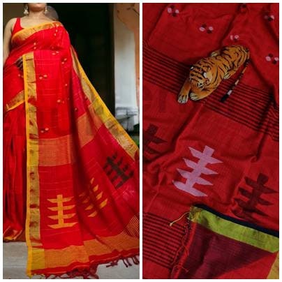 Khadi cotton handloom saree With Blouse Piece Soft Cotton Sarees Gift for Durga puja, Diwali, Anniversary