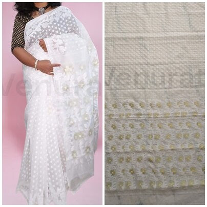 Bengals Dhakai Jamdani Saree Soft Jamdani Saree Comfortable Rich Work Handloom Jamdani Sari Gift for Durgapuja Diwali Anniversary