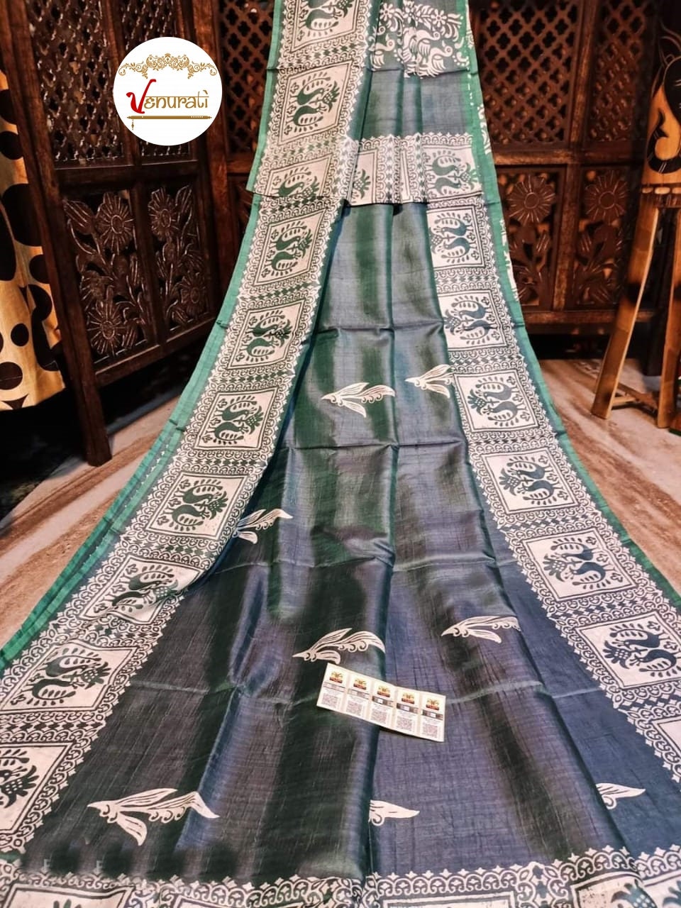 Authentic Bishnupuri Silk Saree Block Print Dual Tone Katan Silk Saree With Silk Mark Silk Saree With Blouse Piece