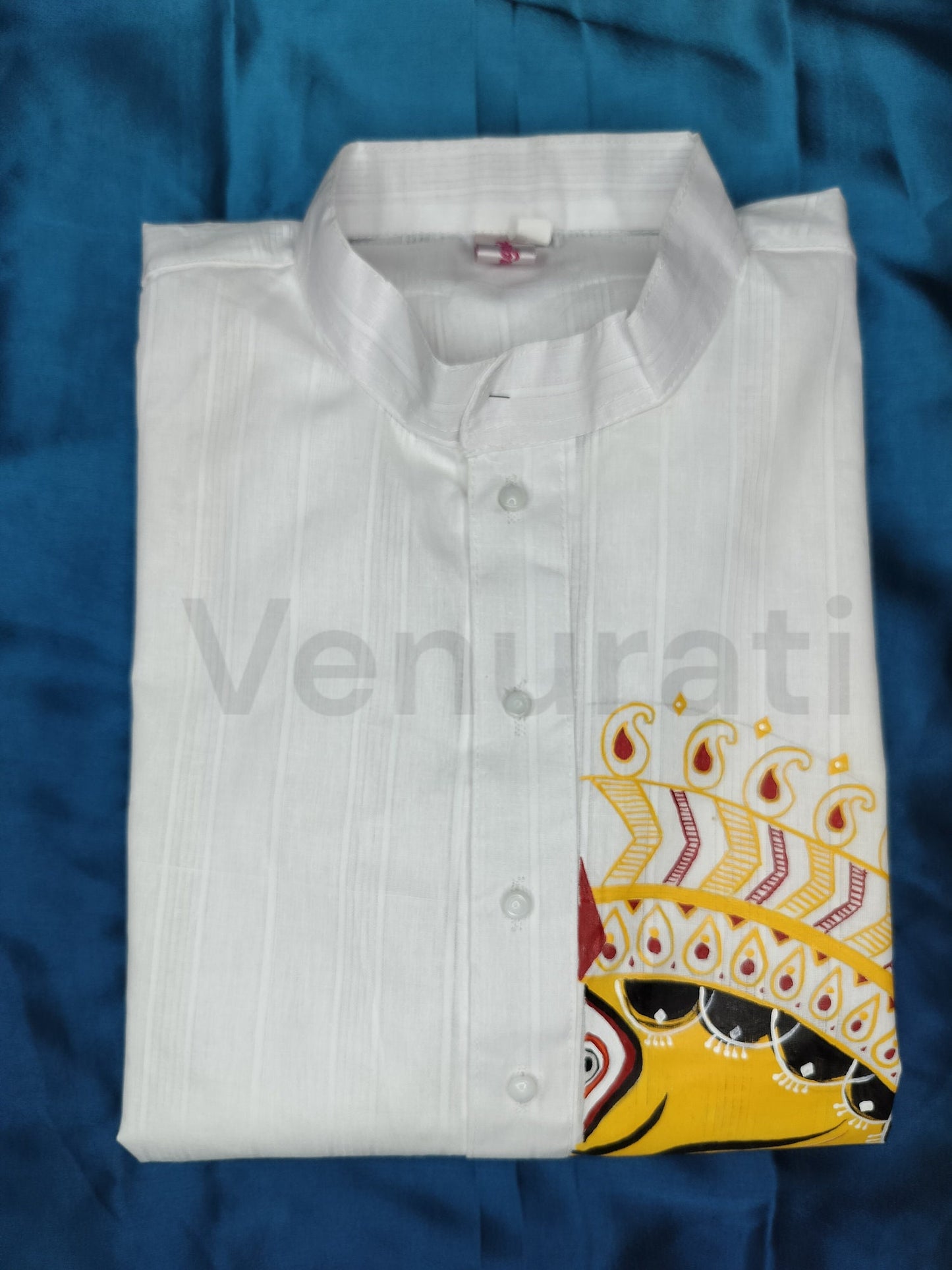 Hand painted Pure Cotton Kurta for Men's, Indian Style Men's Kurta, Handpaint Punjabi for Men's, Gift for Boyfriend