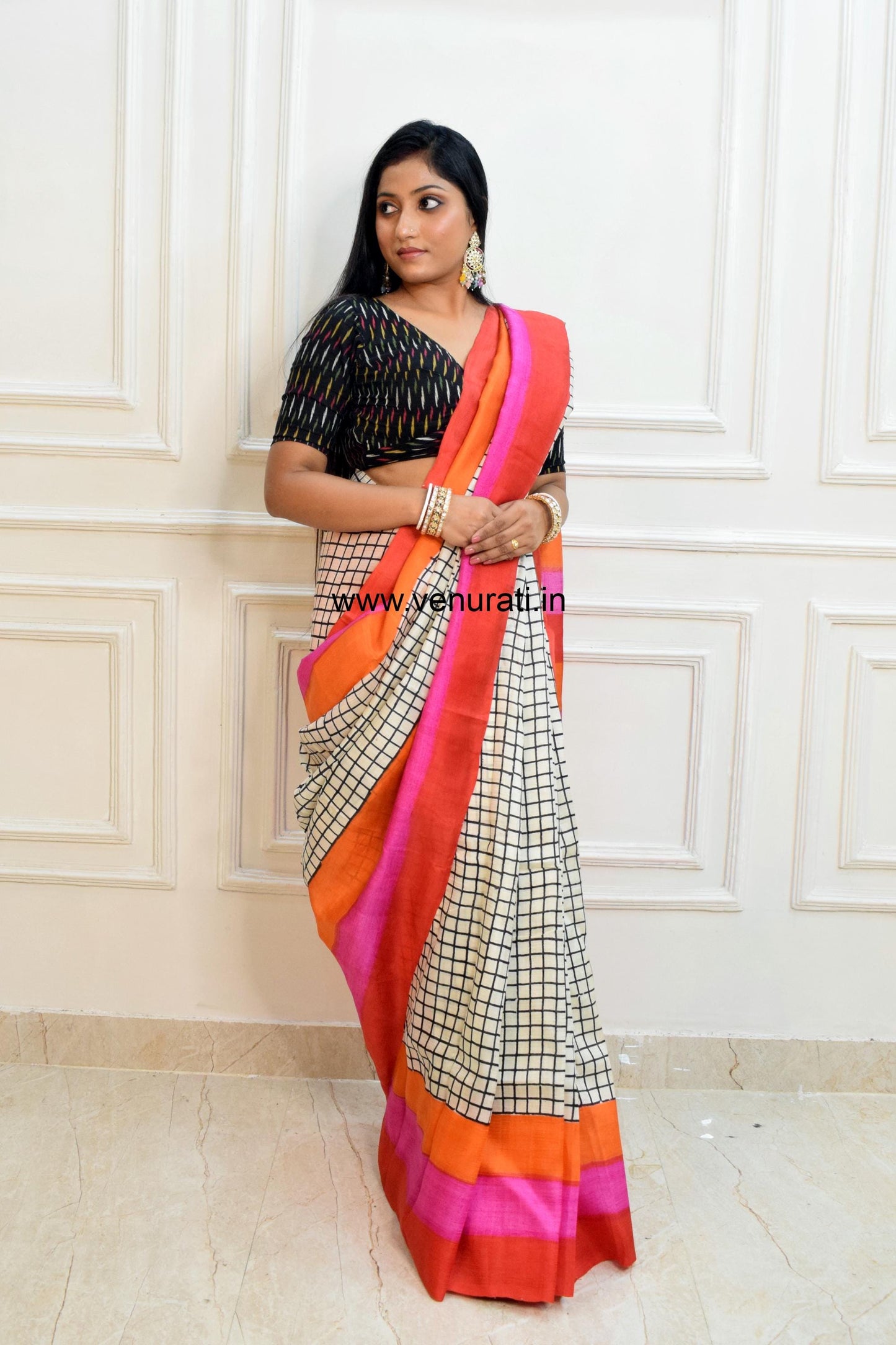 Pure Silk Saree, Murshidabad Silk Sari, Block Printed Pure Silk Saree with Silkmark, Authentic Silk Saree with Blouse Piece Diwali Gift
