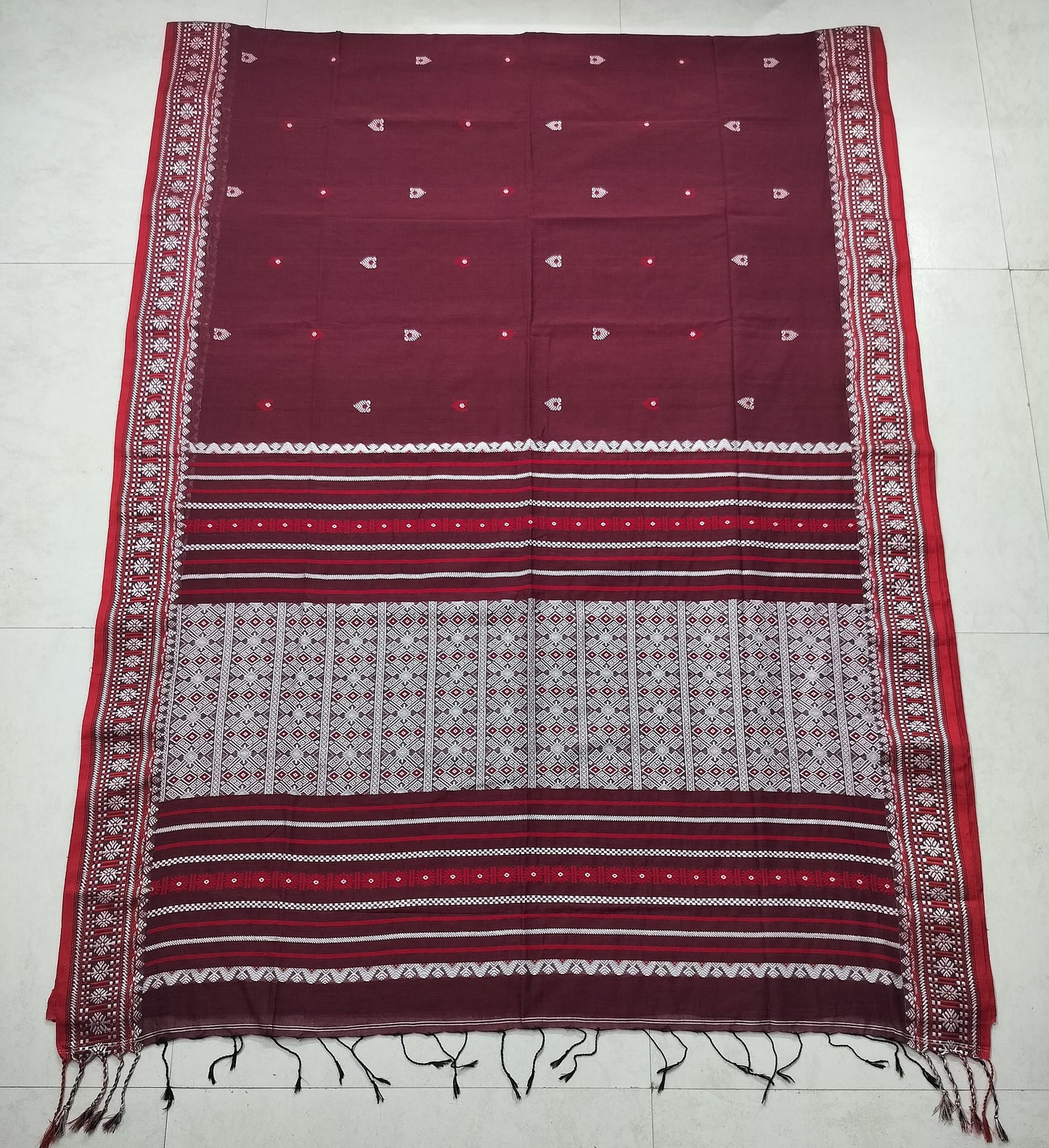 Authentic Assam Handwoven Khadi Cotton Saree Pure Mercerized Cotton Saree With Blouse Piece Dongria khadi Sari Begumpuri Jamdani Saree