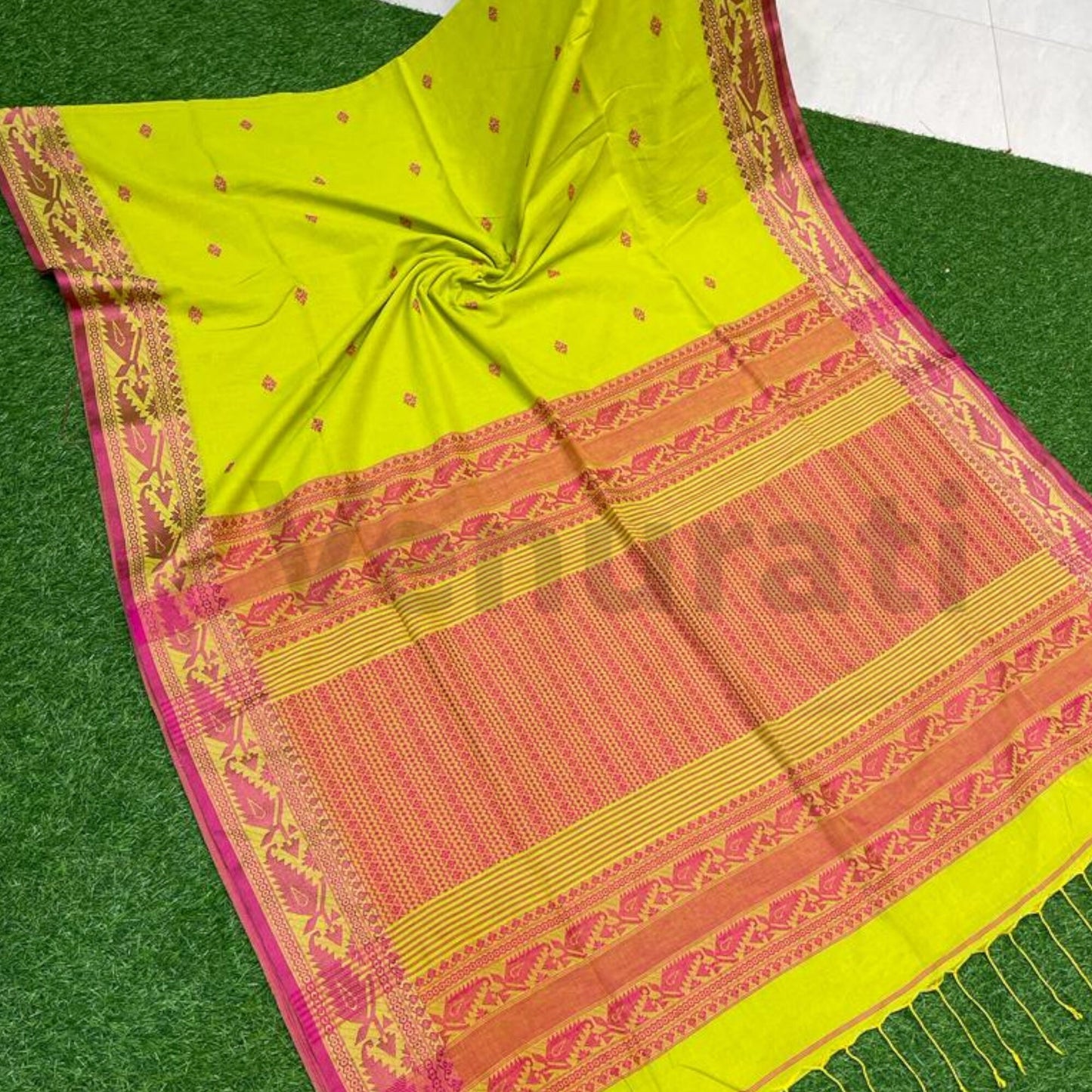 Exquisite Cotton Khadi Karat Border Jamdani Saree Pure Khadi Cotton Jamdani Saree Anniversary Gift Birthday Gift for Indian Wife