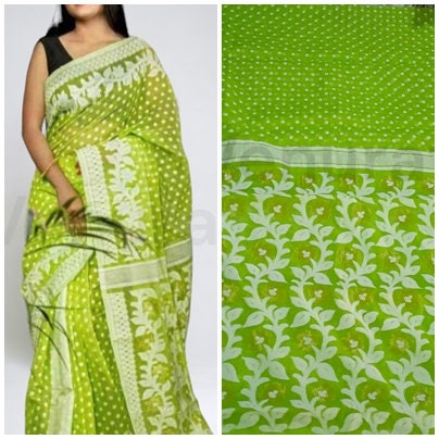 Bengals Dhakai Jamdani Saree Soft Jamdani Saree Comfortable Rich Work Handloom Jamdani Sari Gift for Durgapuja Diwali Anniversary