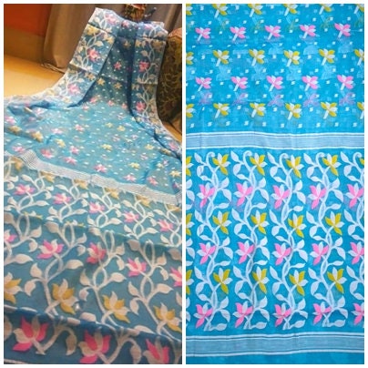 Authentic Dhakai Jamdani Saree for Womens Soft Jamdani Saree Comfortable Rich Work Handloom Jamdani Sari Gift for wife