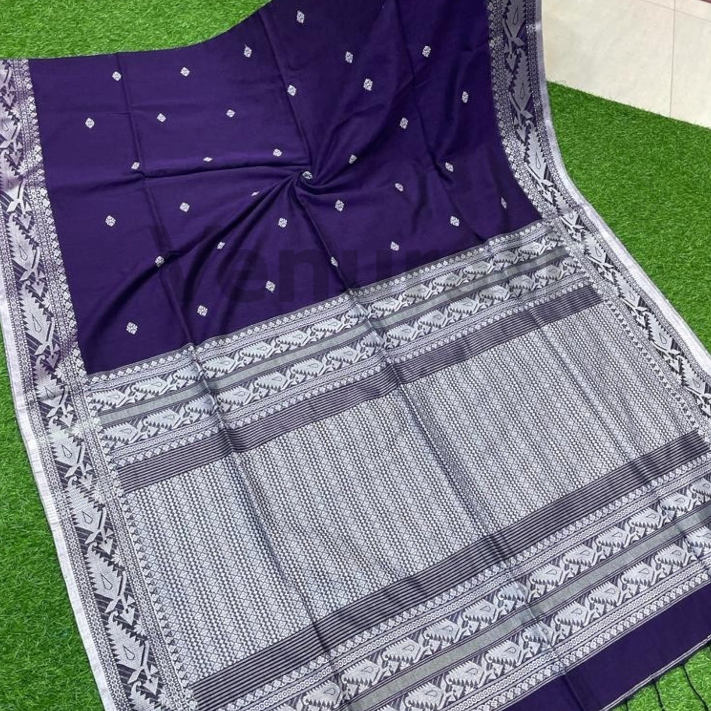 Exquisite Cotton Khadi Karat Border Jamdani Saree Pure Khadi Cotton Jamdani Saree Anniversary Gift Birthday Gift for Indian Wife