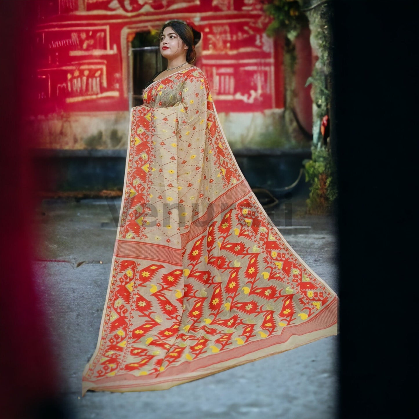 Dhakai Jamdani Saree - Handwoven Jamdani Saree, Soft Cotton Saree, Soft Jamdani Sari for Women