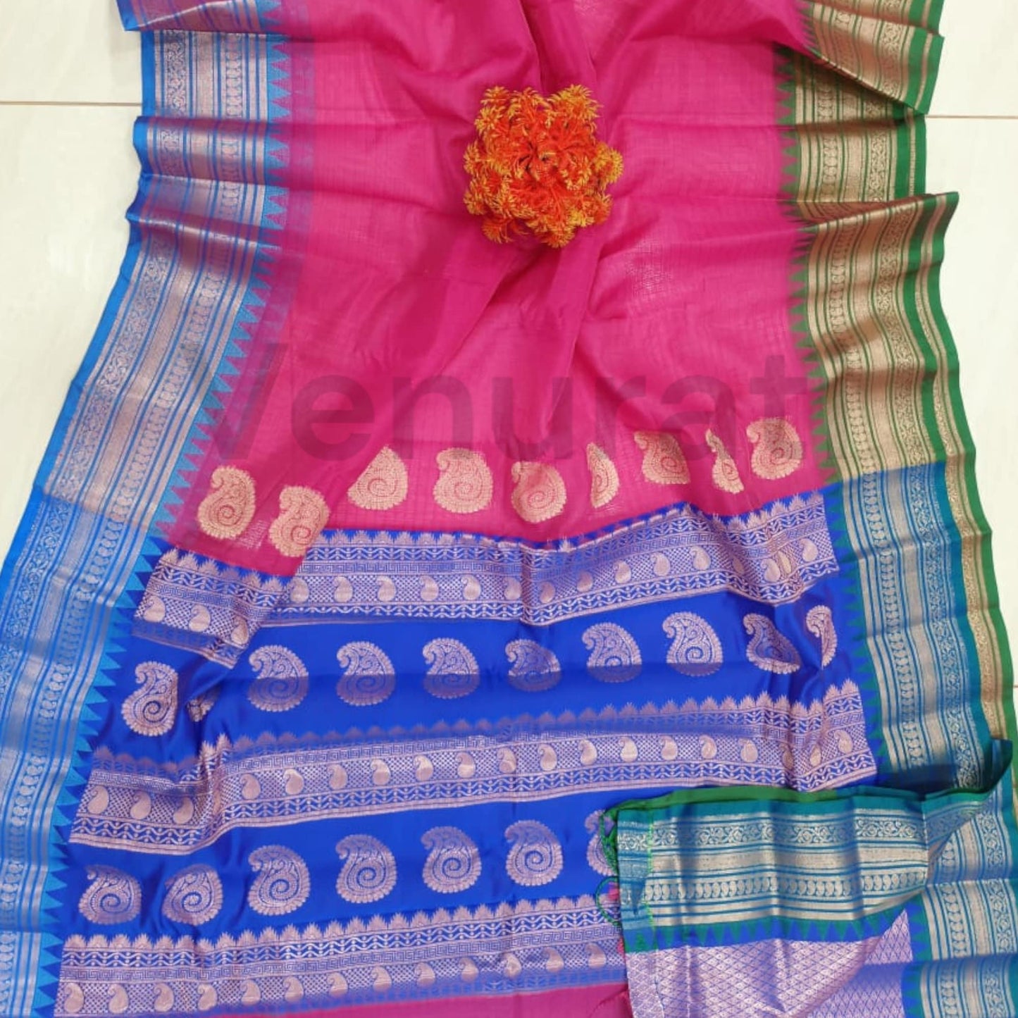 Authentic Kota Gadwal Silk Saree With Blouse Piece  Designer Bollywood Silk Saree by VENURATI
