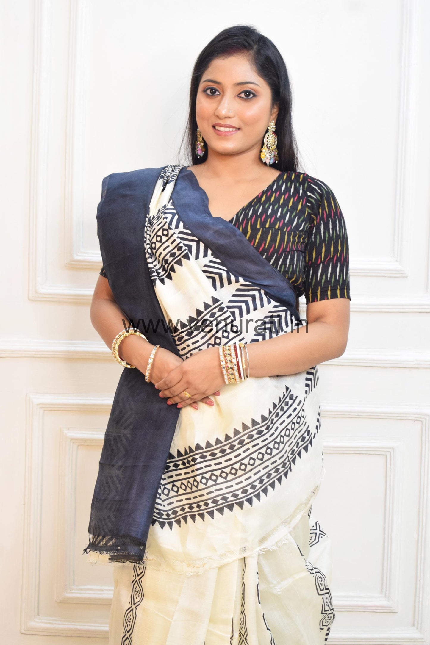 Elegant Pure Silk Saree with Blouse Piece, Block Print Murshidabad Silk Saree with Silk Mark, Traditional Saree Gift for Women