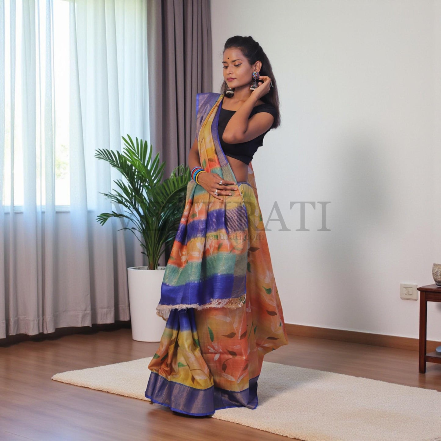 Pure Silk Saree With Blouse Piece, Authentic Zari Tussar Silk Saree with Silk mark, Hand Paint Silk Saree, Tassar Silk Sari for Women