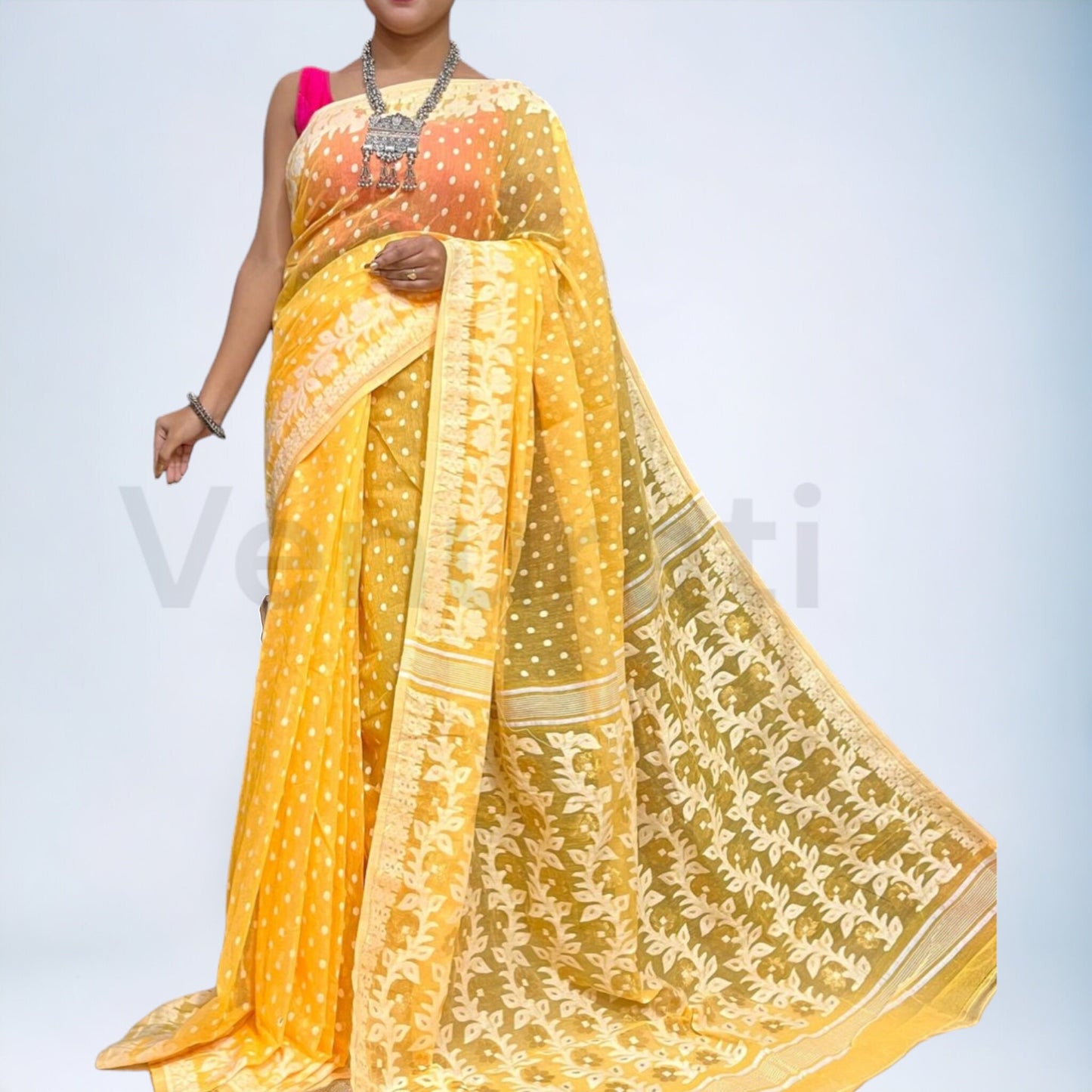 Bengals Dhakai Jamdani Saree Soft Jamdani Saree Comfortable Rich Work Handloom Jamdani Sari Gift for Durgapuja Diwali Anniversary