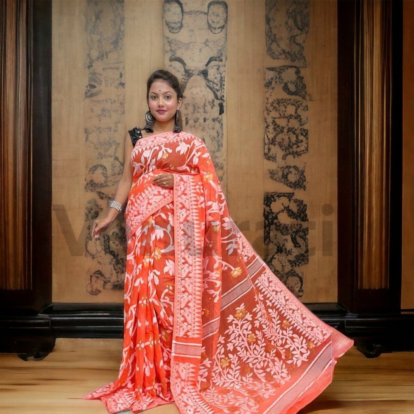 Authentic Dhakai Jamdani Saree Floral Work Jamdani Saree Soft and Comfortable Dhakai Saree Handloom Jamdani Sari from Bengal