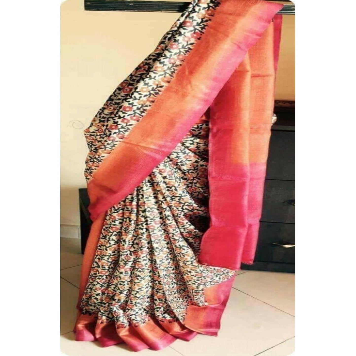 Authentic Murshidabad Silk Saree Designer Block Print Pure Handloom Soft Murshidabadi Silk Sari With Blouse Piece | Gift For Anniversary