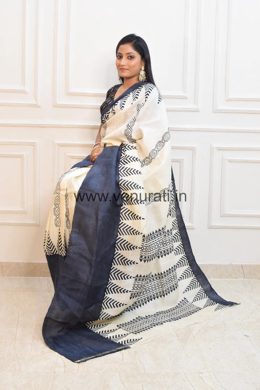 Elegant Pure Silk Saree with Blouse Piece, Block Print Murshidabad Silk Saree with Silk Mark, Traditional Saree Gift for Women