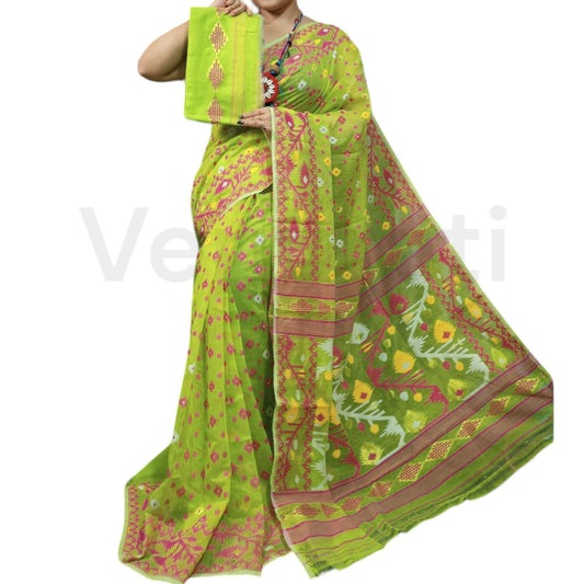 Cotton Soft Jamdani Saree Rich Texture And Work All Over Jamdani Work , Soft Dhakai Jamdani Saree Authentic Soft Jamdani Sari With B.P