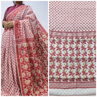 Bengals Dhakai Jamdani Saree Soft Jamdani Saree Comfortable Rich Work Handloom Jamdani Sari Gift for Durgapuja Diwali Anniversary