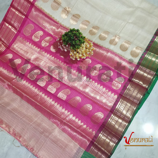 Authentic Kota Gadwal Silk Saree With Blouse Piece  Designer Bollywood Silk Saree by VENURATI