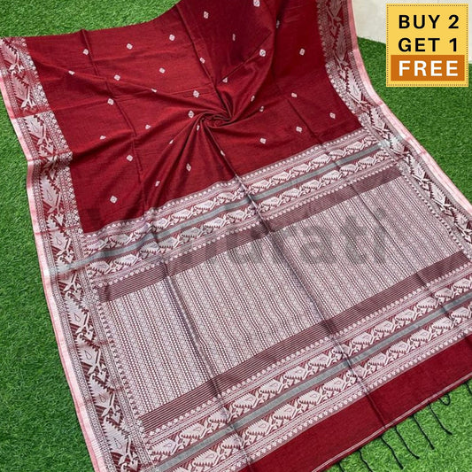 Exquisite Cotton Khadi Karat Border Jamdani Saree Pure Khadi Cotton Jamdani Saree Anniversary Gift Birthday Gift for Indian Wife
