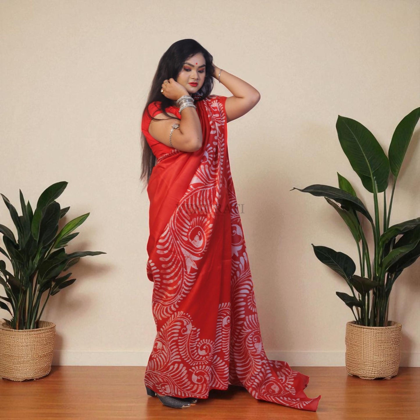 Pure Silk Saree With Blouse Piece, Authentic Murshidabad Silk Saree with Silk mark Certificate, Hand Paint Silk Saree, Silk Sari for Women