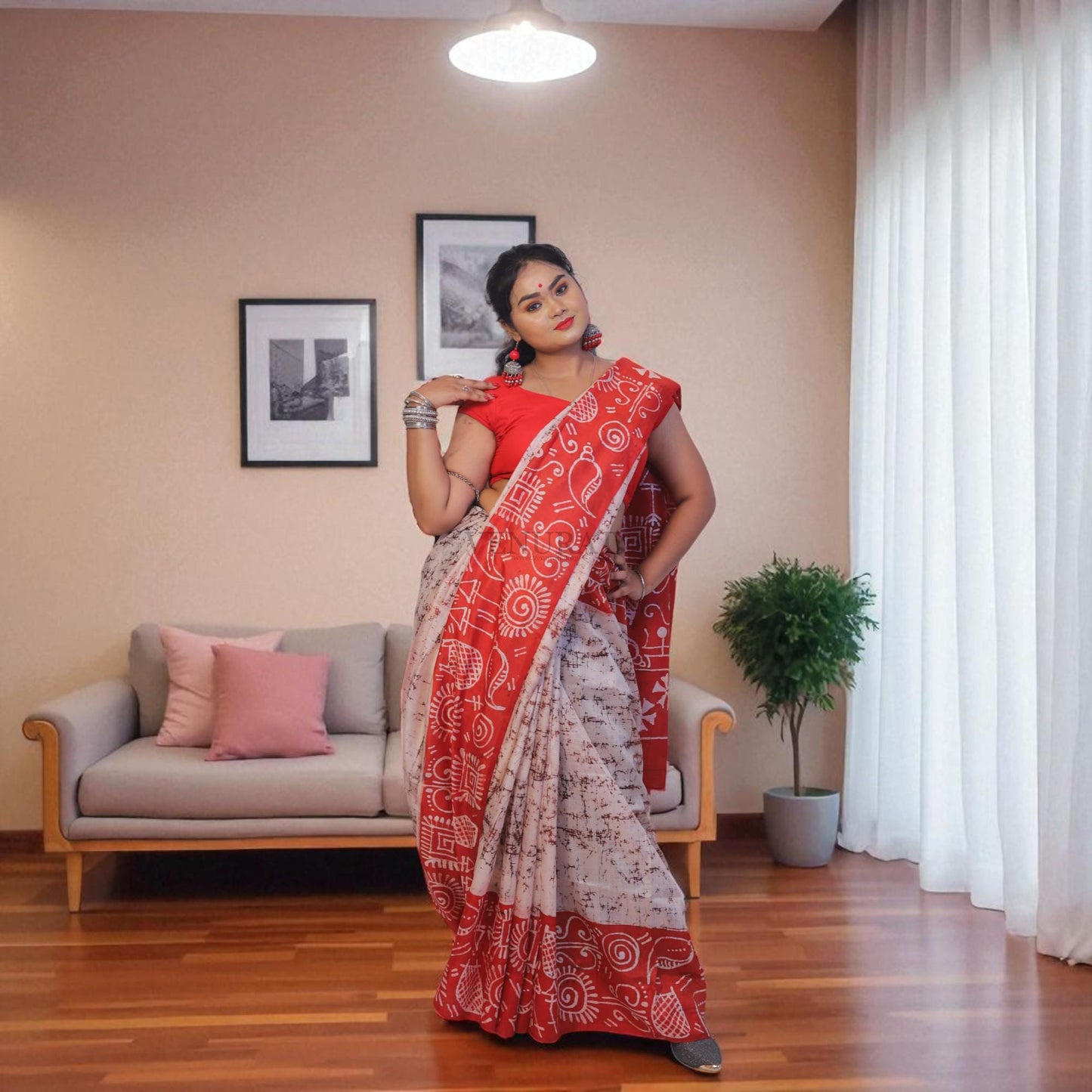 Pure Silk Saree With Blouse Piece, Authentic Murshidabad Silk Saree with Silk mark Tag, Batik Paint Silk Saree, Handmade Silk Sari for Women