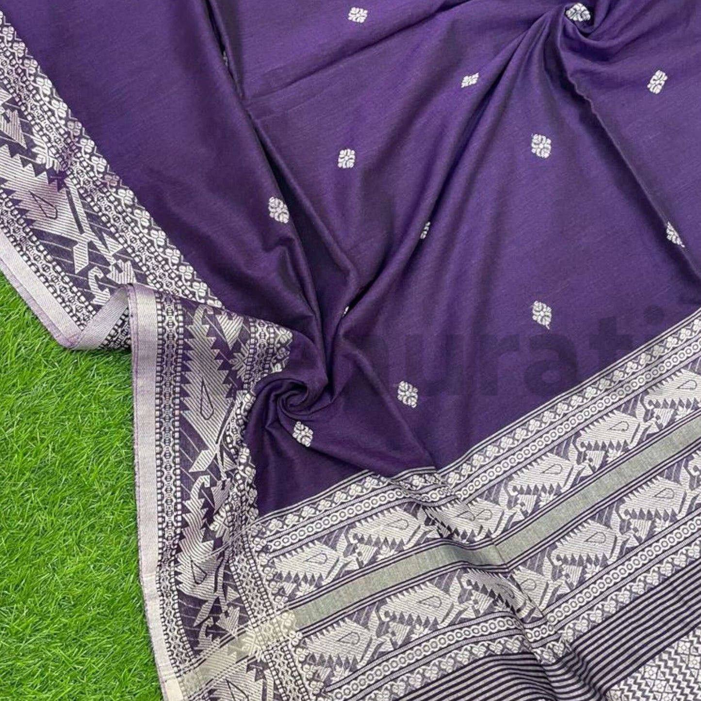 Exquisite Cotton Khadi Karat Border Jamdani Saree Pure Khadi Cotton Jamdani Saree Anniversary Gift Birthday Gift for Indian Wife