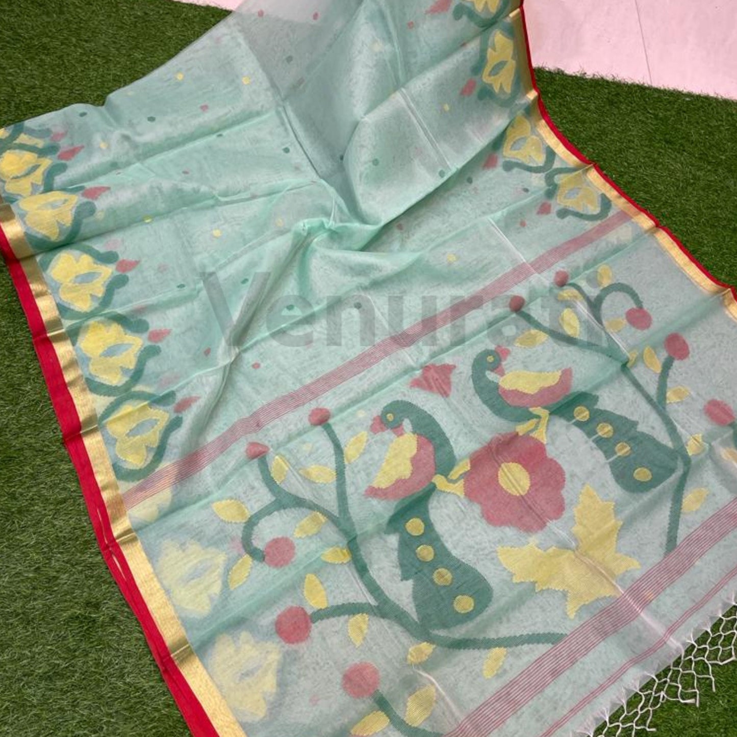Traditional Bengal Handwoven Maslin Jamdani Saree Resham Jamdani Sarees Zari Artwork Jamdani Sari Muslin Jamdani Sari Gift For Her