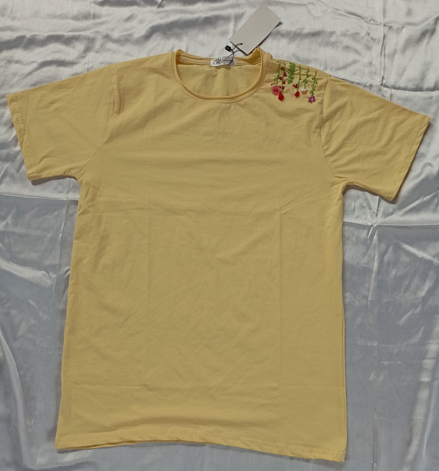 Hand-embroidered t-shirt, Customized T-Shirt, Made in India, Flower's T-shirt, Embroidered tshirt for women