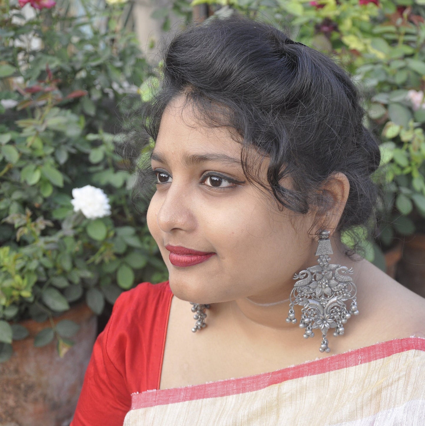 Indian Traditional Earring, Black polish  Peacock Dangle Earring
