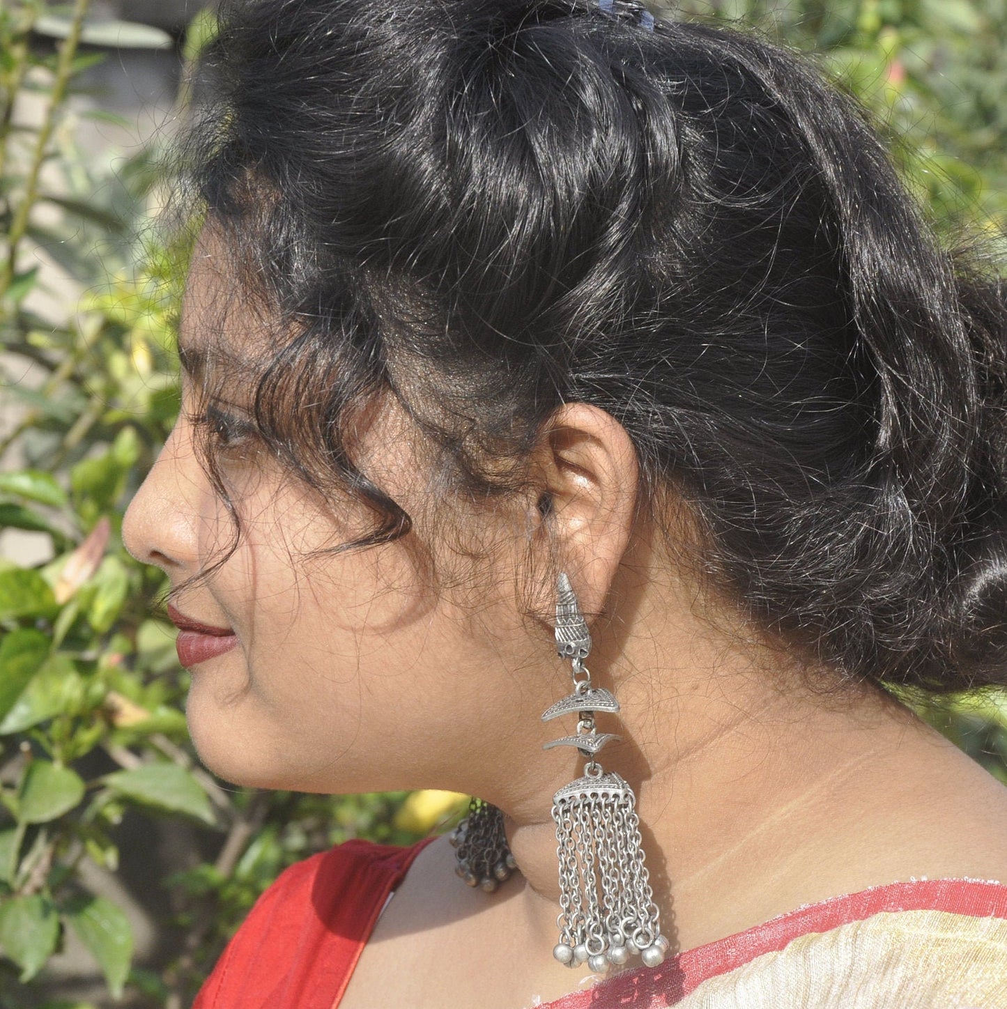 Silver Cherry - Ethnic Black Polish Jhumka Earrings | Afghani Earring for Womens | Gift for Women | Mothers Day Gift