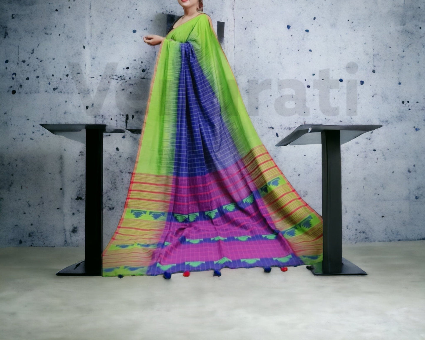 Handwoven Khadi Cotton Saree Ikkat Design Cotton Saree For Women Summer Saree Gift For Her Diwali Gift