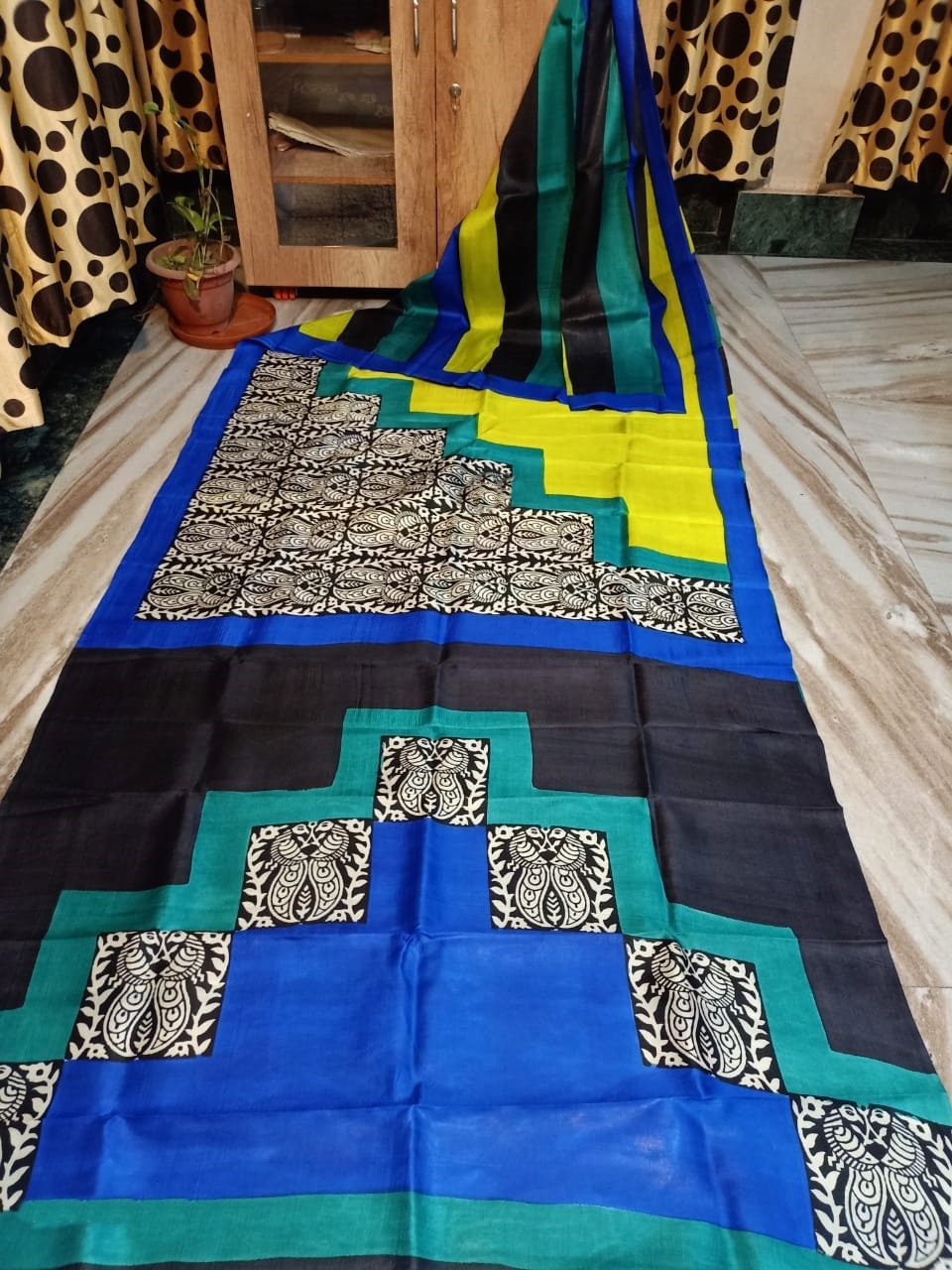 Murshidabad Silk Saree Designer Block Print Pure Handloom Soft Murshidabadi Silk Sari With Blouse Piece | Gift For Durga puja, Anniversary